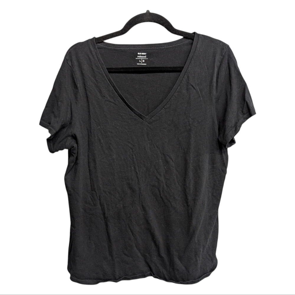 Old Navy Relaxed Fit Black V neck T-shirt Large
